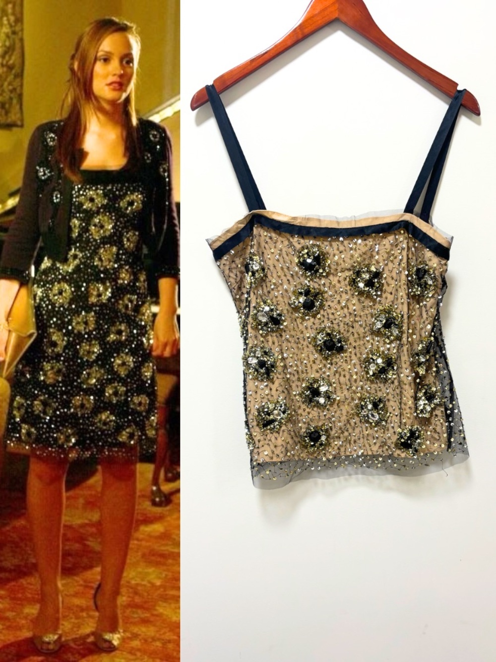 ASO Blair Waldorf in Gossip Girl NWT Milly Embellished Beaded Sequin Top